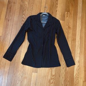 DONATING SOON Women's Black Pinstripe Dress Shirt